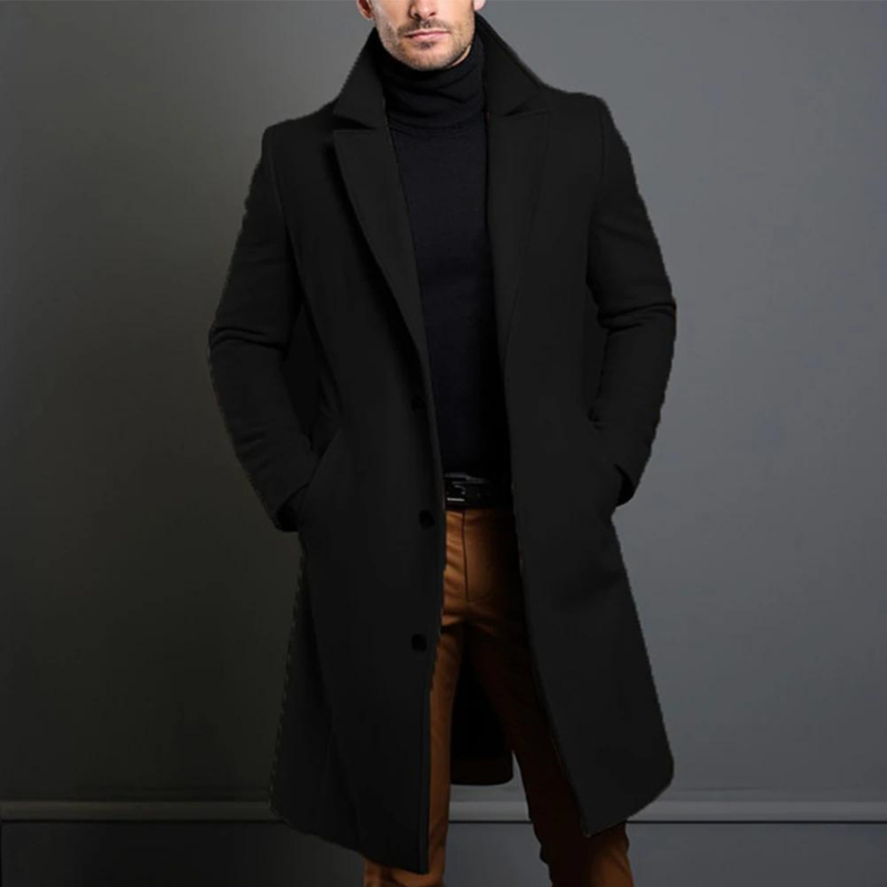 Erros Manteau Long Homme Slim Fit – Manteau Élégant à Trois Boutons et Revers Larges