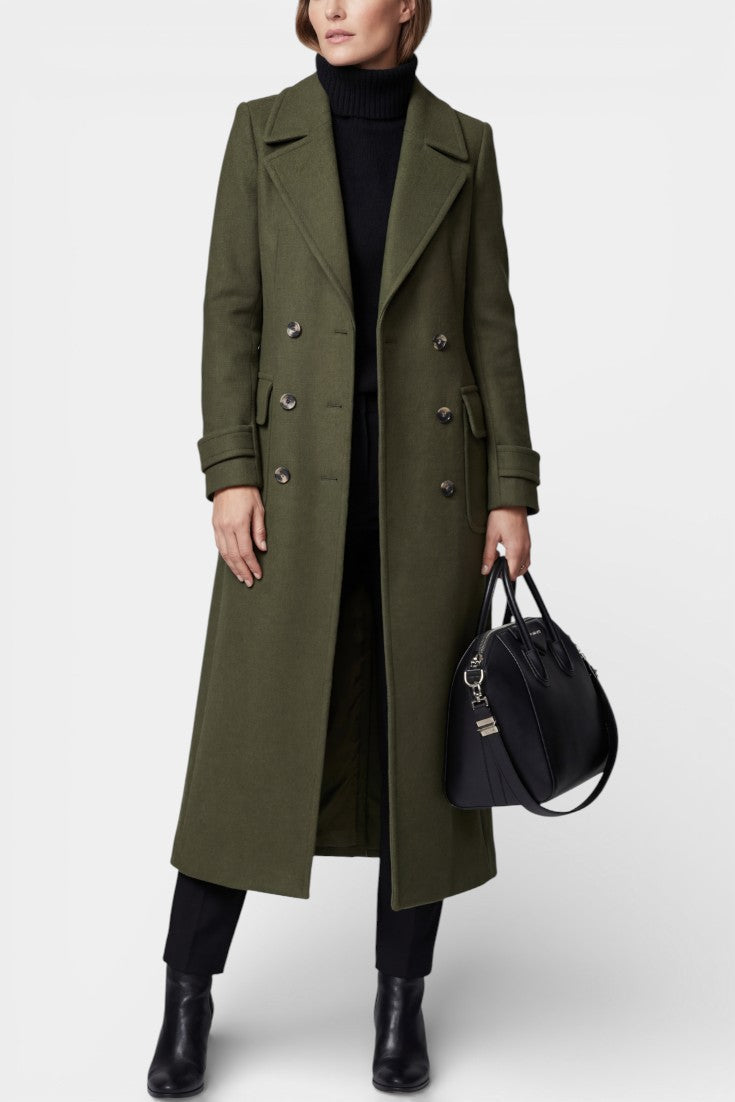 Rosabelle - Manteau long à double boutonnage coupe ajustée