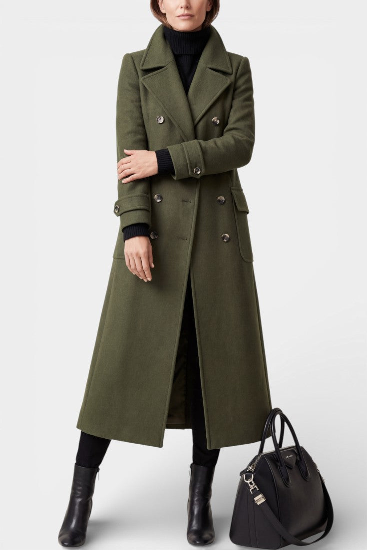 Rosabelle - Manteau long à double boutonnage coupe ajustée