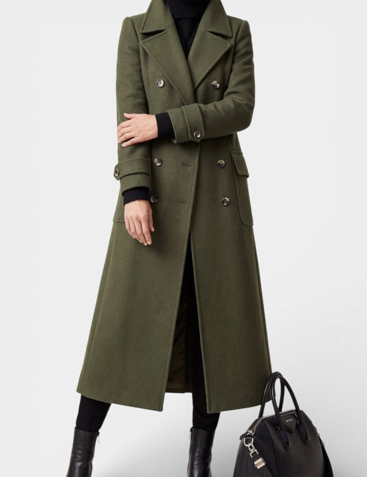 Rosabelle - Manteau long à double boutonnage coupe ajustée