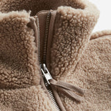 Fely Veste Teddy Femme – Manteau Oversize Chaud avec Col Haut & Tissu Ultra Doux