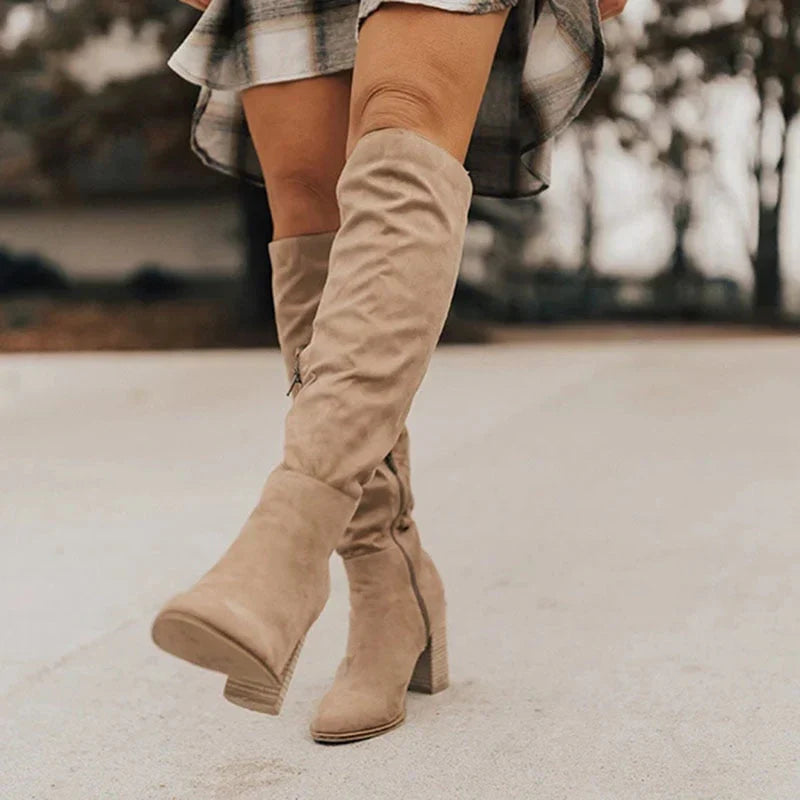 Vaen Bottes Hautes Femme en Daim à Talon – Élégantes, Confortables & Intemporelles