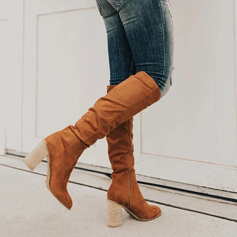 Vaen Bottes Hautes Femme en Daim à Talon – Élégantes, Confortables & Intemporelles