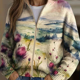 Henriette - Gilet à motif de chardons et de paysage - vue d'ensemble