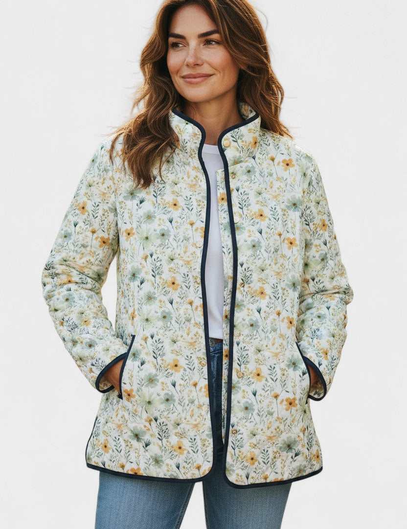 Hermance - Veste matelassée claire à fines fleurs - vue d'ensemble