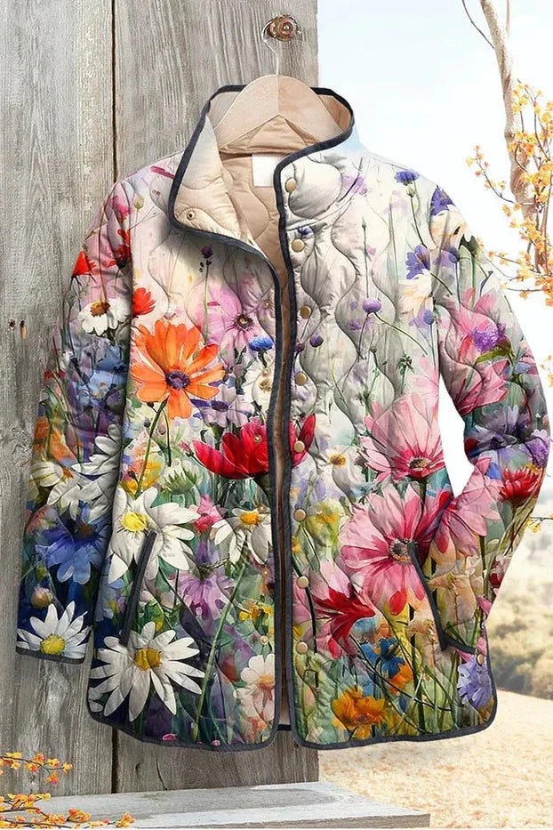 Hermine - Veste matelassée à fleurs des champs - vue détaillée