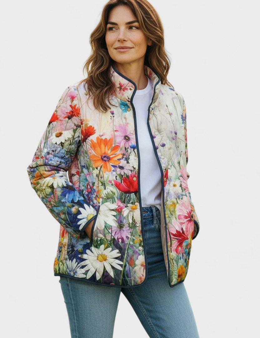 Hermine - Veste matelassée à fleurs des champs - vue d'ensemble