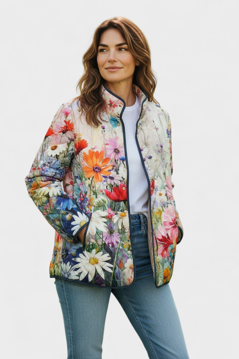 Hermine - Veste matelassée à fleurs des champs - vue d'ensemble