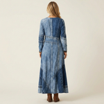 Adriana - robe midi en jean à imprimé vintage pour femme - vue 2