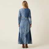 Adriana - robe midi en jean à imprimé vintage pour femme - vue 2