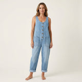 Liva - combinaison en denim à bretelles boutonnées pour femme - vue 5