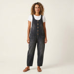 Liva - combinaison en denim à bretelles boutonnées pour femme - vue 3
