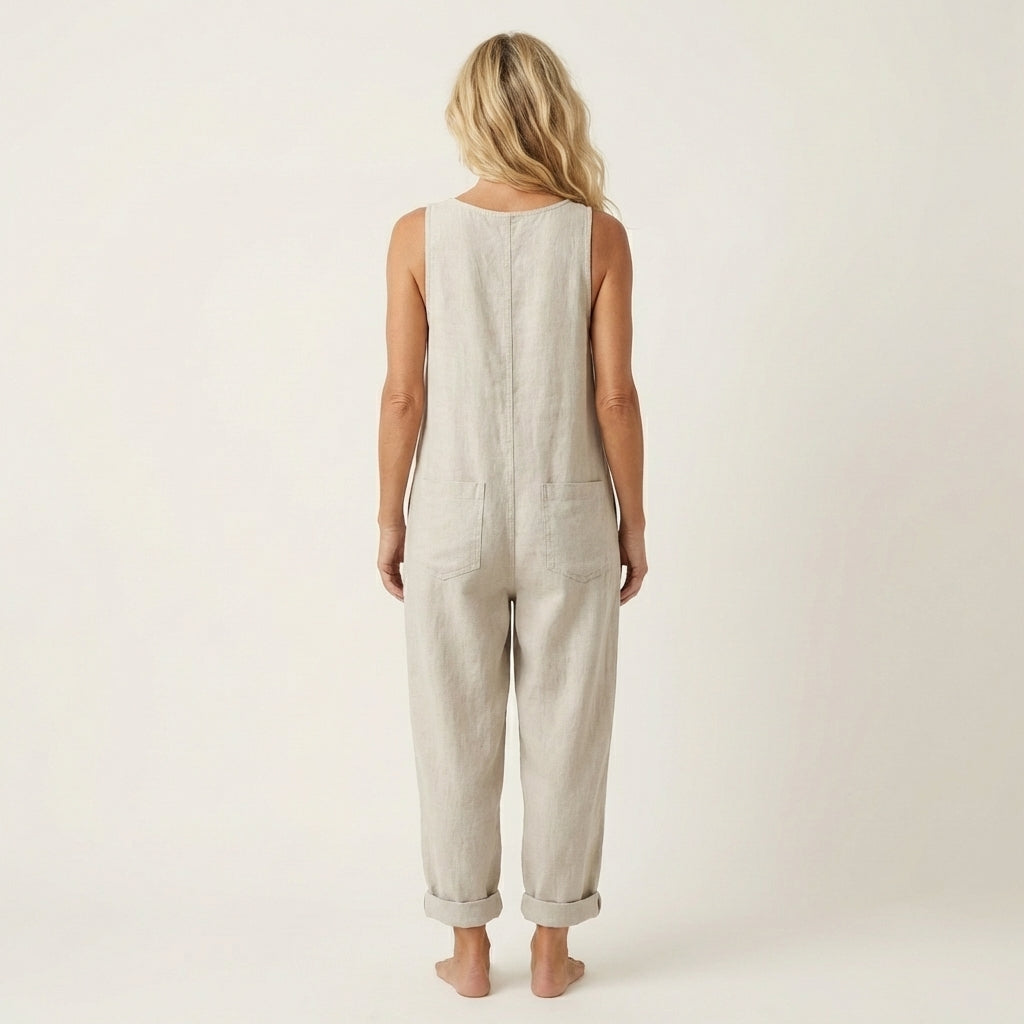 Liva - combinaison en denim à bretelles boutonnées pour femme - vue 8