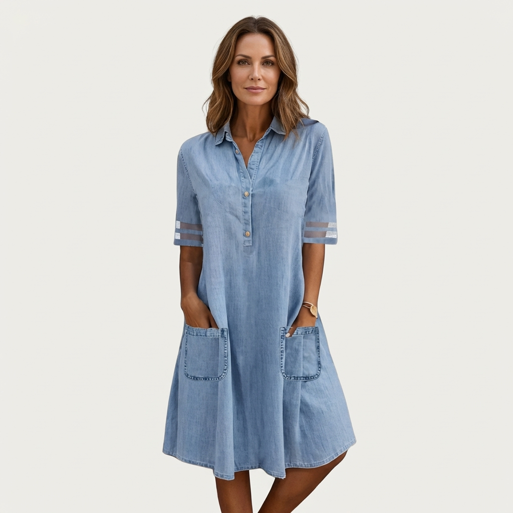 Wonda - robe chemise en denim décoloré pour femme
