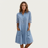 Wonda - robe chemise en denim décoloré pour femme