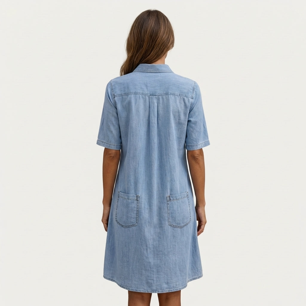 Wonda - robe chemise en denim décoloré pour femme - vue 2