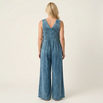 Griselda - combinaison en denim à jambes larges plissées pour femme - vue 4