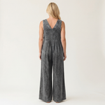 Griselda - combinaison en denim à jambes larges plissées pour femme - vue 2