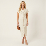 Maya - robe midi moulante en denim boutonnée pour femme - vue 3