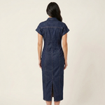 Maya - robe midi moulante en denim boutonnée pour femme - vue 2