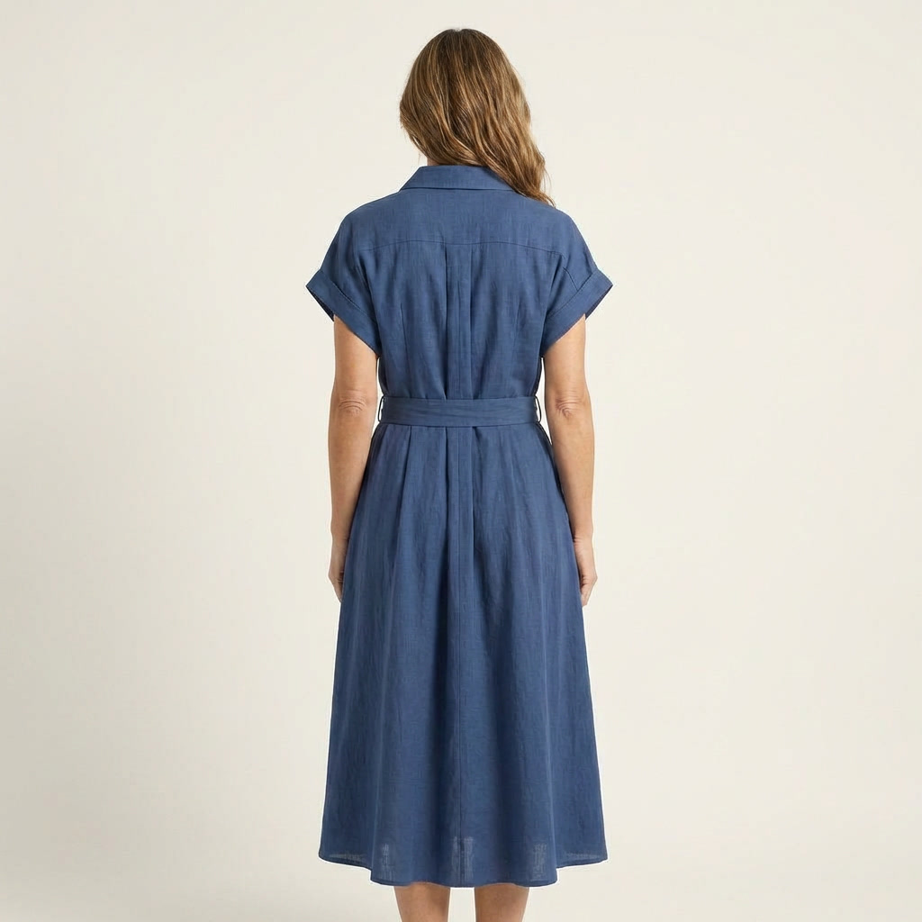 Melody - robe midi en jean à boutons et ceinture pour femme - vue 4