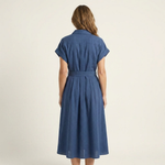 Melody - robe midi en jean à boutons et ceinture pour femme - vue 4