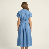 Melody - robe midi en jean à boutons et ceinture pour femme - vue 2