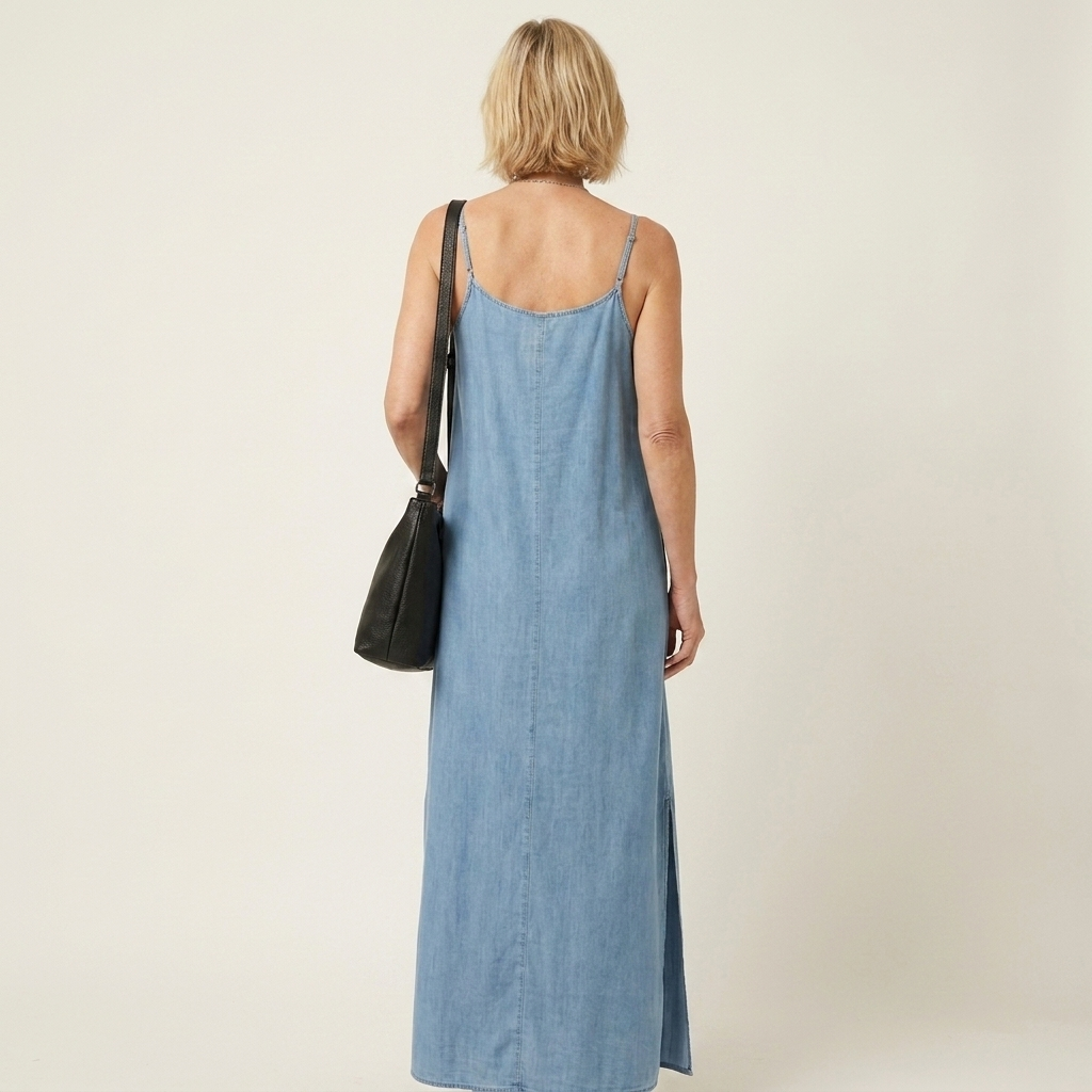 Azure - robe maxi en denim à fente latérale pour femme - vue 4