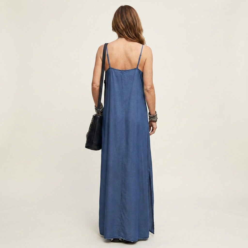 Azure - robe maxi en denim à fente latérale pour femme - vue 2