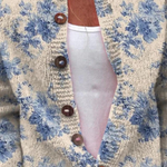 Hortense - Cardigan crème à fleurs bleues - vue détaillée