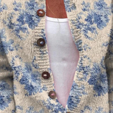Hortense - Cardigan crème à fleurs bleues - vue détaillée