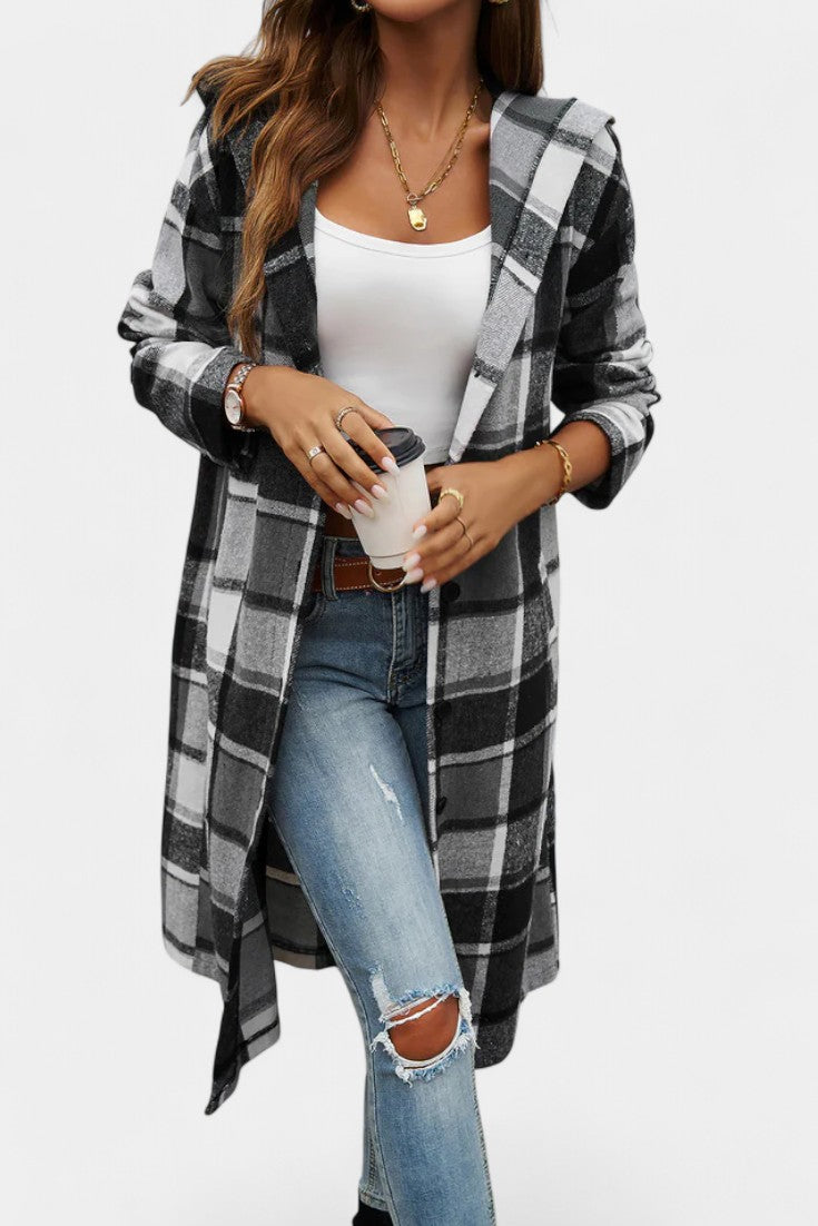 Odile - Veste à carreaux à capuche