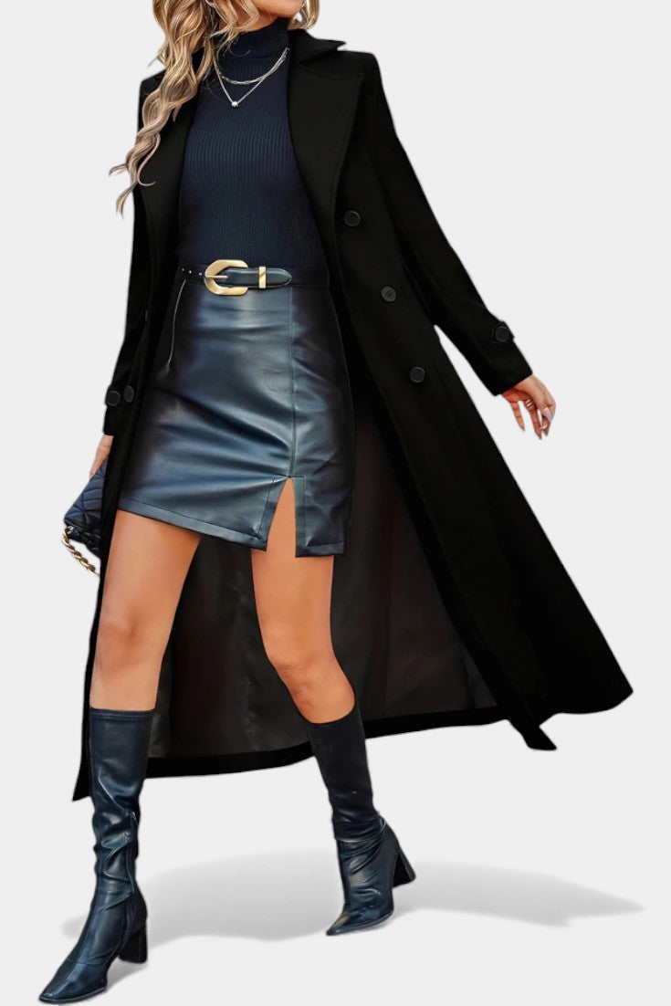 Philippine - Manteau long à double boutonnage et revers