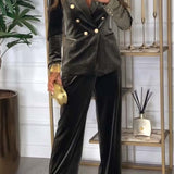 Lora Ensemble Velours Femme – Costume Luxe Deux-Pièces au Tissu Doux et Design Polyvalent