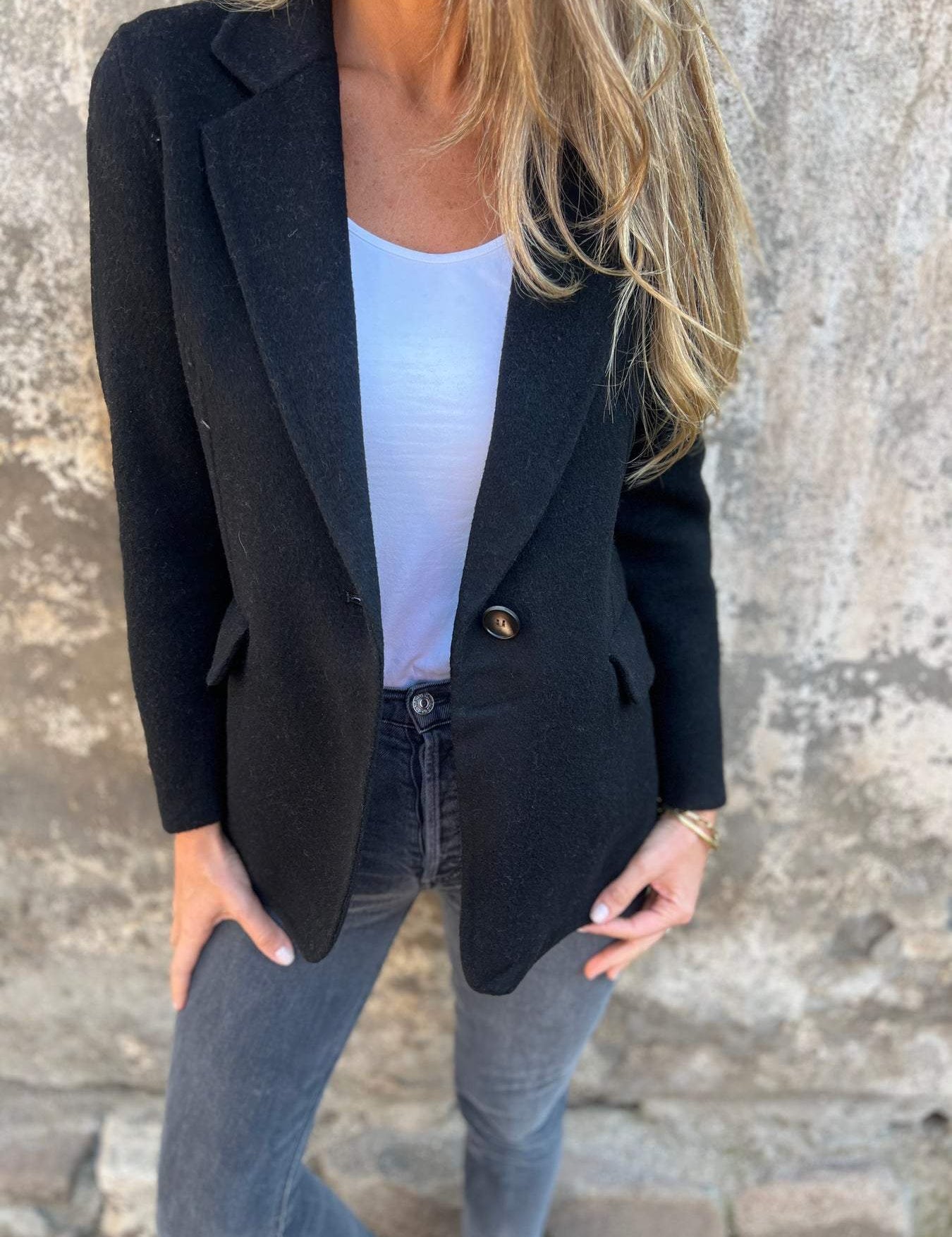 Haggai Blazer Femme Élégant – Veste Classique en Laine Mélangée Douce & Polyvalente