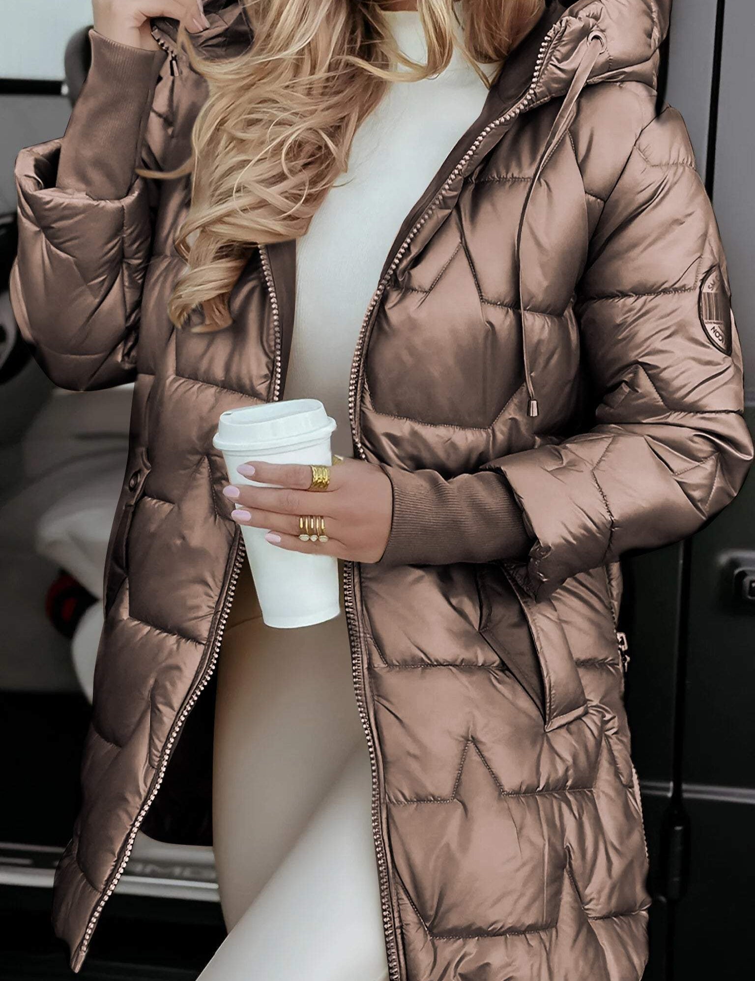 Kimberly Manteau d’Automne à Capuche pour Femme – Veste Chaude en Mélange de Coton avec Coupe Douce & Design Intemporel