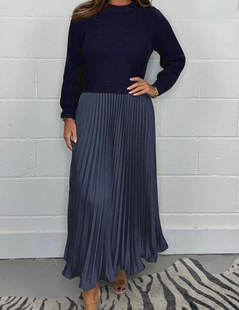 Elianna Robe Pull d’Automne pour Femme – Maille Douce et Chaude avec Ourlet Plissé & Coupe Élégante et Confortable