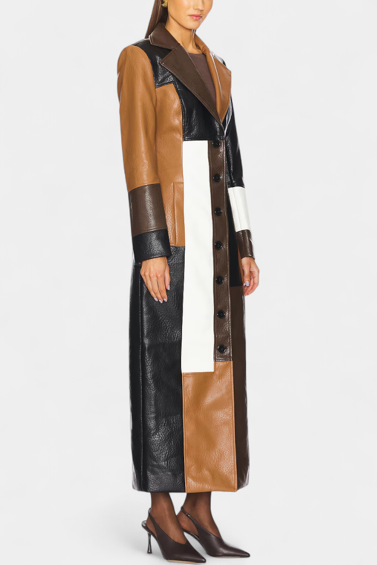 Nathalie - Manteau long à empiècements