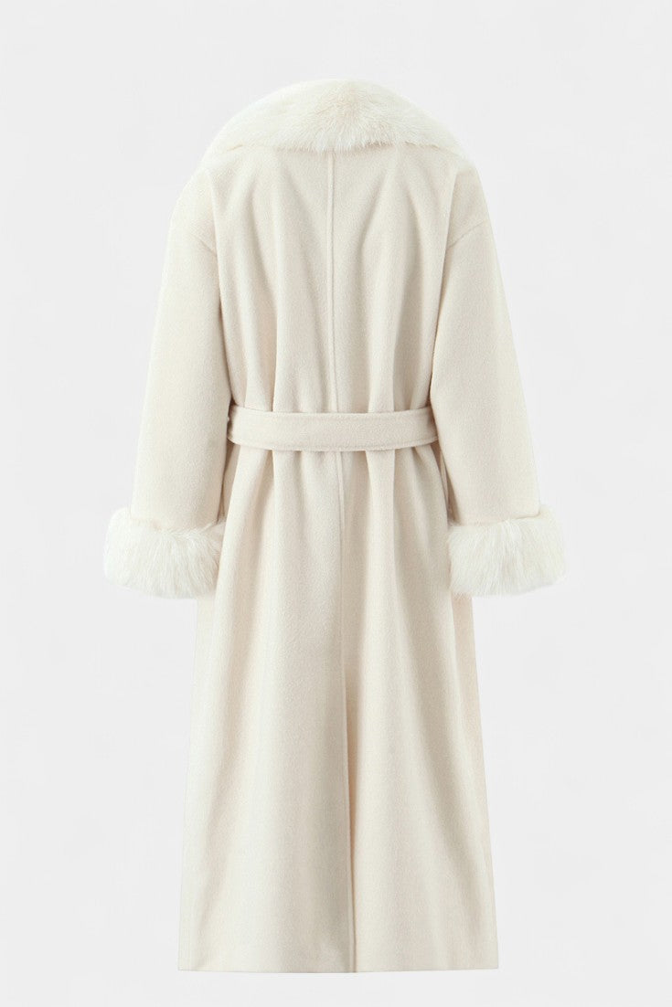Geneviève - Manteau long à ceinture et col tailleur
