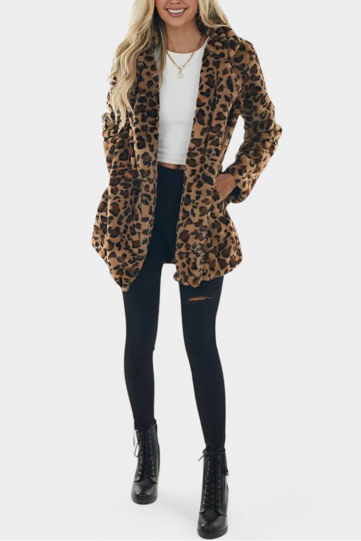 Nadine - Manteau long en peluche à capuche