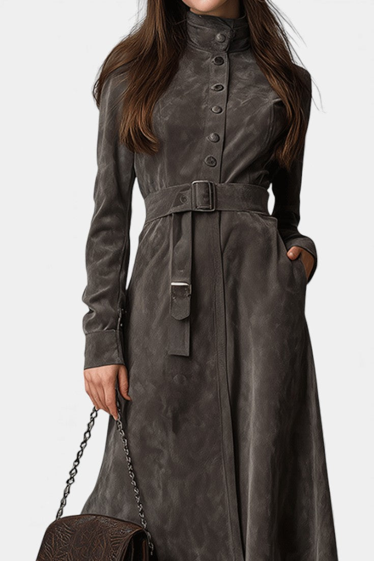 Margaux - Manteau long façon western à ceinture