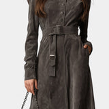 Margaux - Manteau long façon western à ceinture
