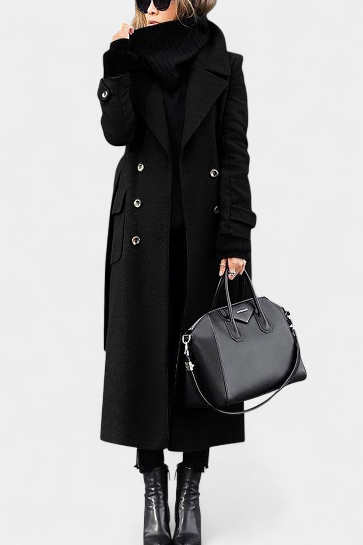 Rosabelle - Manteau long à double boutonnage coupe ajustée