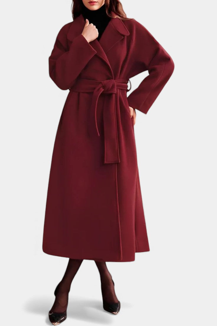 Éléonore - Manteau long portefeuille à ceinture