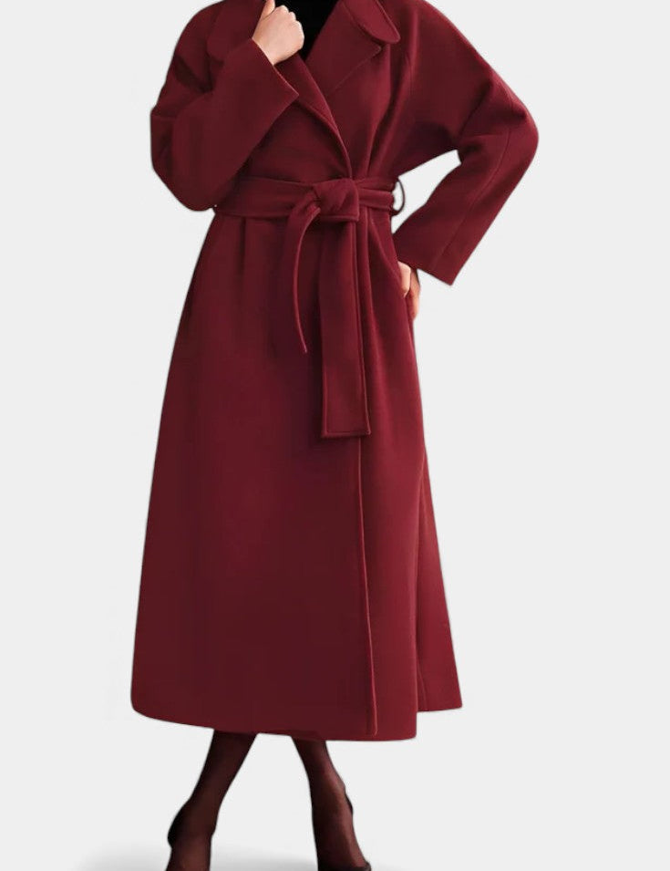 Éléonore - Manteau long portefeuille à ceinture