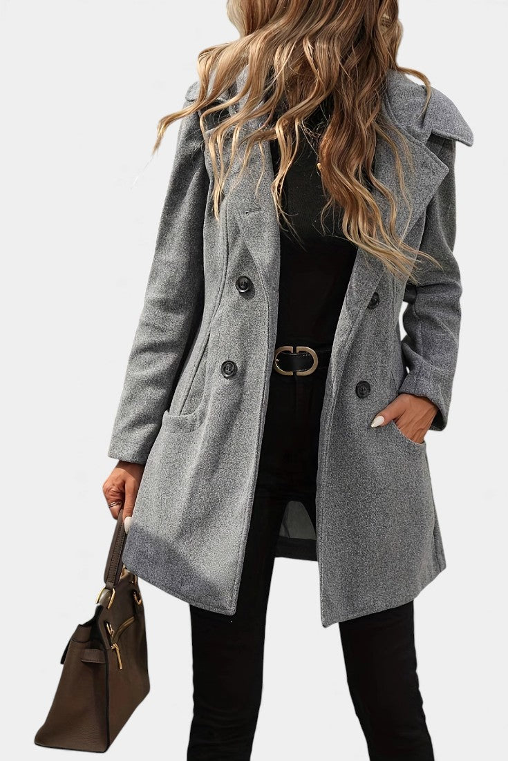 Ophélie - Manteau à capuche et double boutonnage