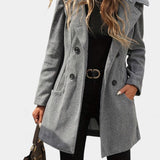 Ophélie - Manteau à capuche et double boutonnage