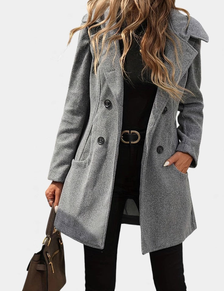 Ophélie - Manteau à capuche et double boutonnage