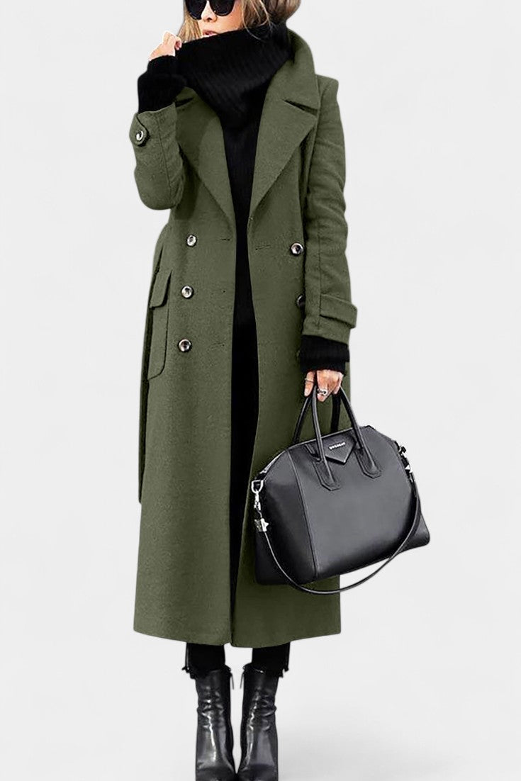 Rosabelle - Manteau long à double boutonnage coupe ajustée