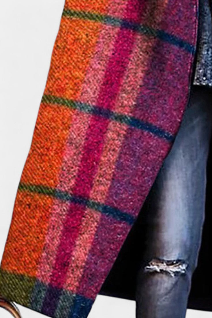 Roseline - Manteau à carreaux et col cranté